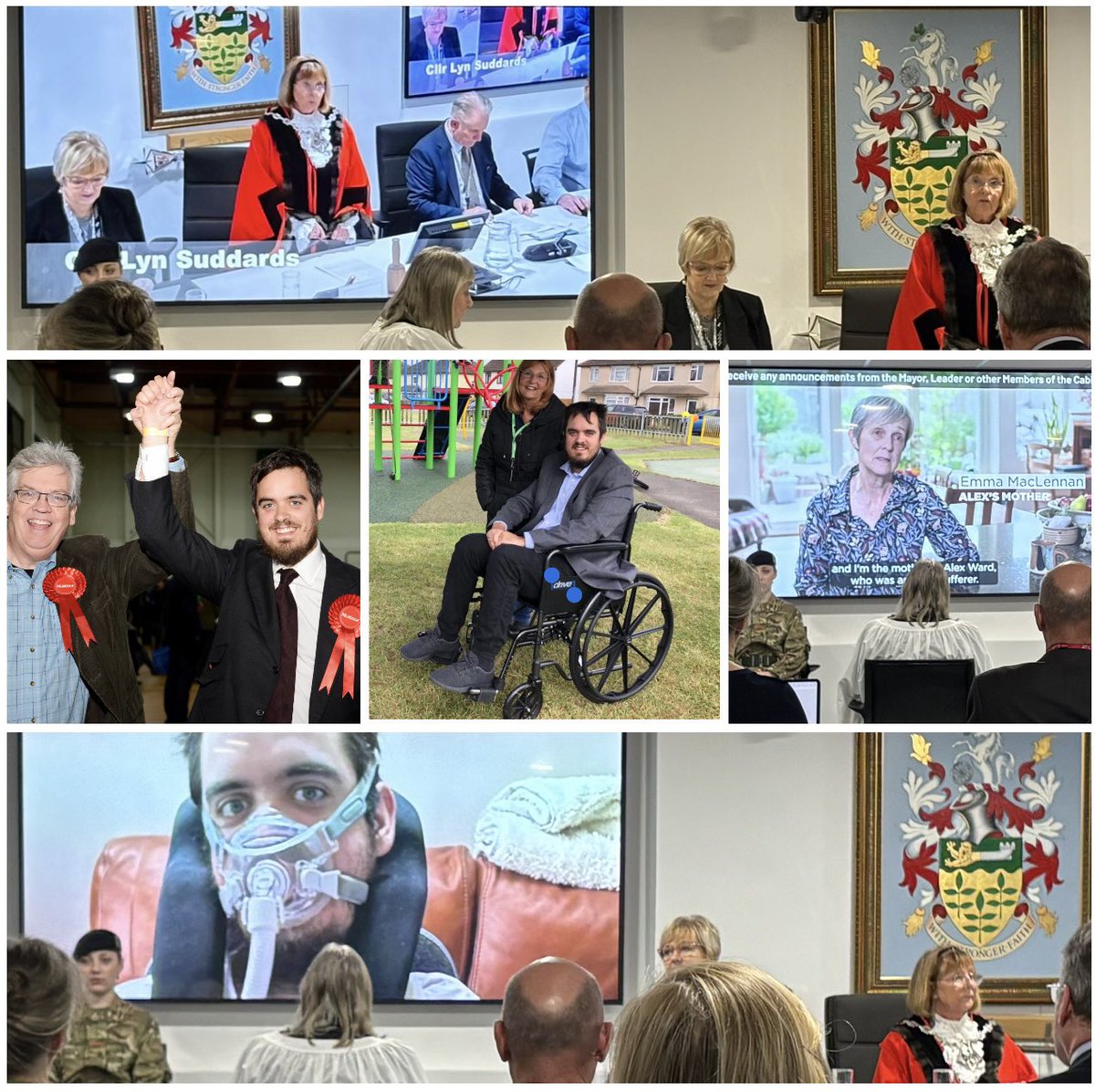 DwTenterden's tweet photo. Lovely film shown @AshfordCouncil today on initiative of Mayor Cllr Lyn Suddards about motor neurone disease &amp; remembering Cllr Alex Ward. He served on the council but was lost to MND in July 2020. The film highlights research effort to find a cure for this devastating disease. https://t.co/lVlSGReo8t