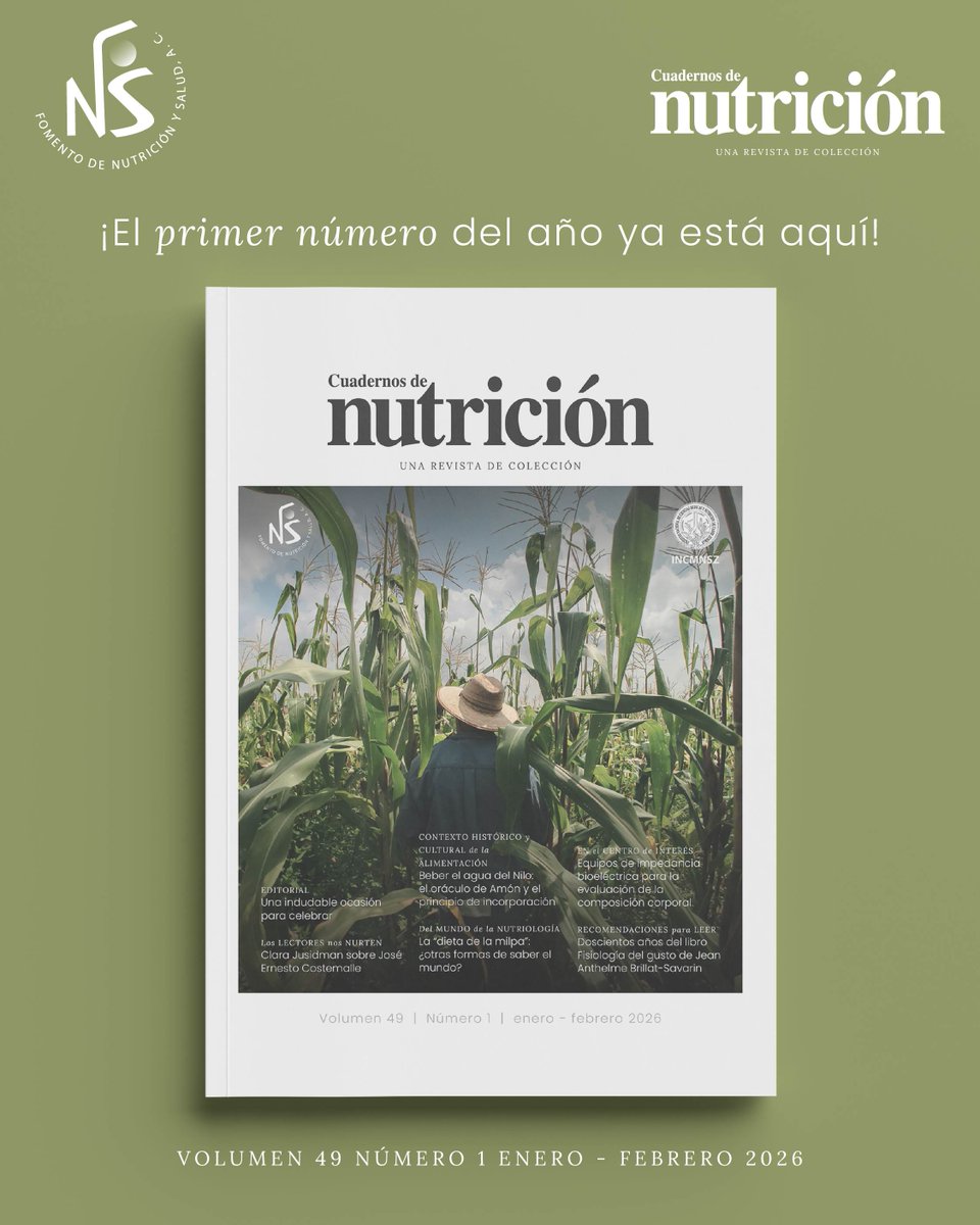 📣 ¡Empieza el año con el pie derecho! ¡Ya está disponible el primer número del año de Cuadernos de Nutrición!
Explora el Volumen 49, Número 1, enero - febrero 2026

Visita fns.org.mx/suscripcion-cu… para obtener tu ejemplar.

#CuadernosDeNutrición #Nutrición #NutriciónYSalud