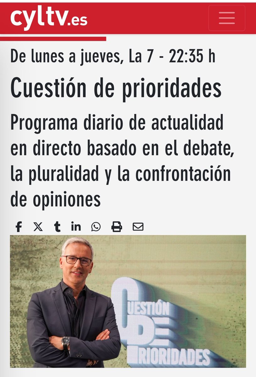 PLechugaMallo's tweet image. 📺 Hoy toca volver al plató de @CDPrioridades para hablar sobre los temas de actualidad que nos proponga @JLMartin_Rtvcyl. 😀