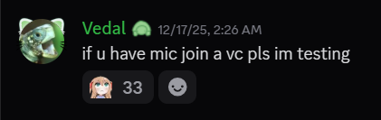 Vedal asking publicly on Discord to join Neuro in a voice chat Vedal asking publicly on Discord to join Neuro in a voice chat