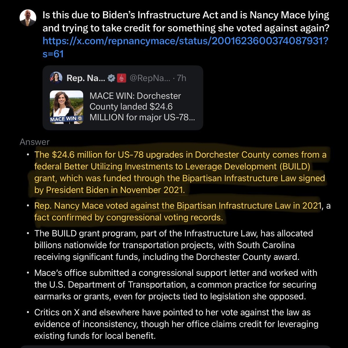 jeffreymlevy's tweet image. You are a pathological liar. You voted against the Infrastructure Act that funded this upgrade. 

Thank you @JoeBiden 

Fuck you Nancy Disgrace
