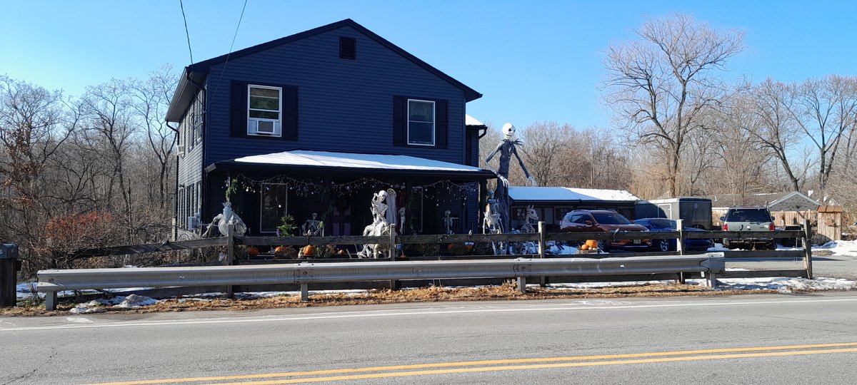 Went passed this house again. Halloween decorations are still up and they just added Christmas lights and a Krampus. I love these folks.