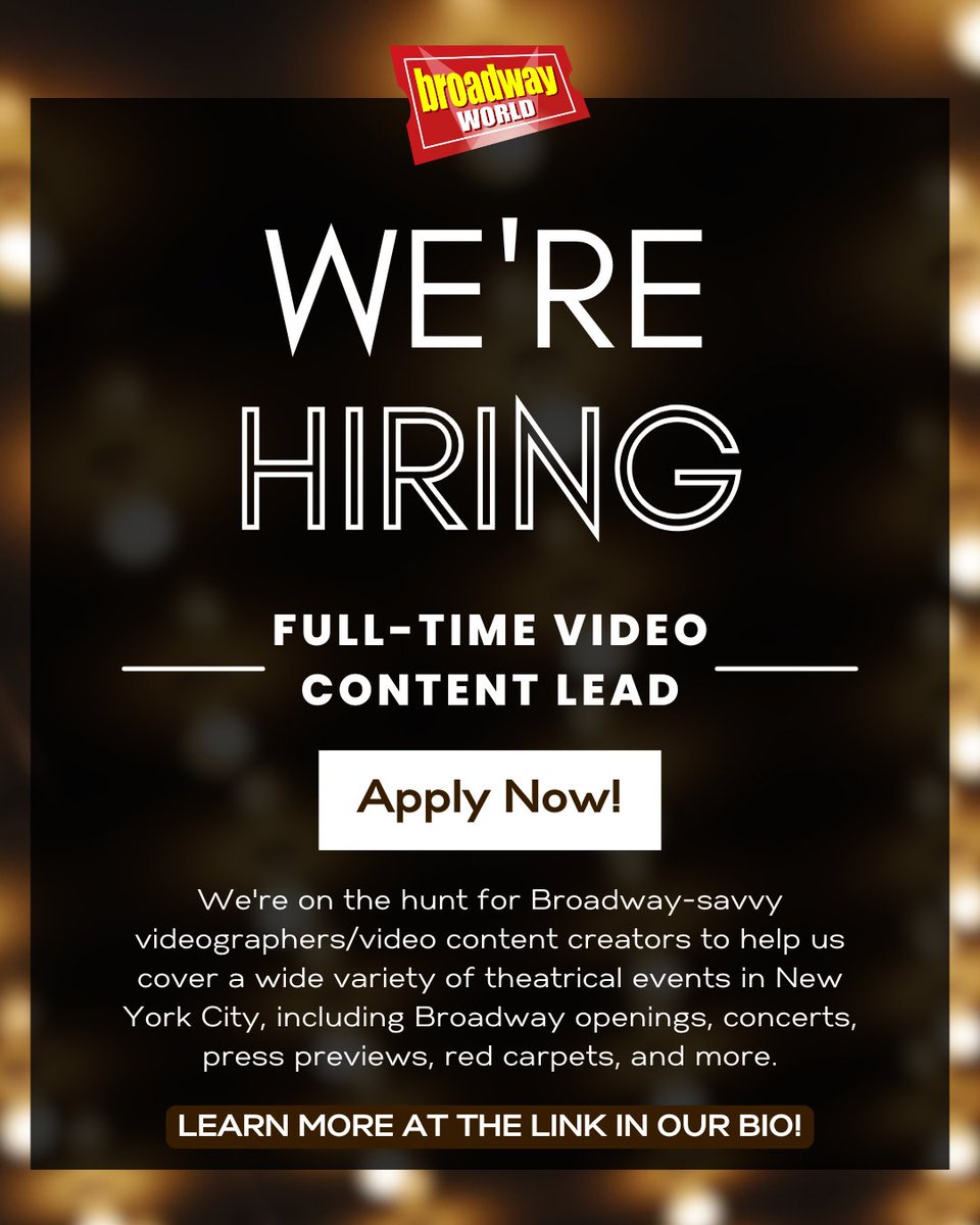 If you're a New York City-based theater lover with experience in video production, BroadwayWorld wants you on our team. Apply now here: bway.world/86cgp