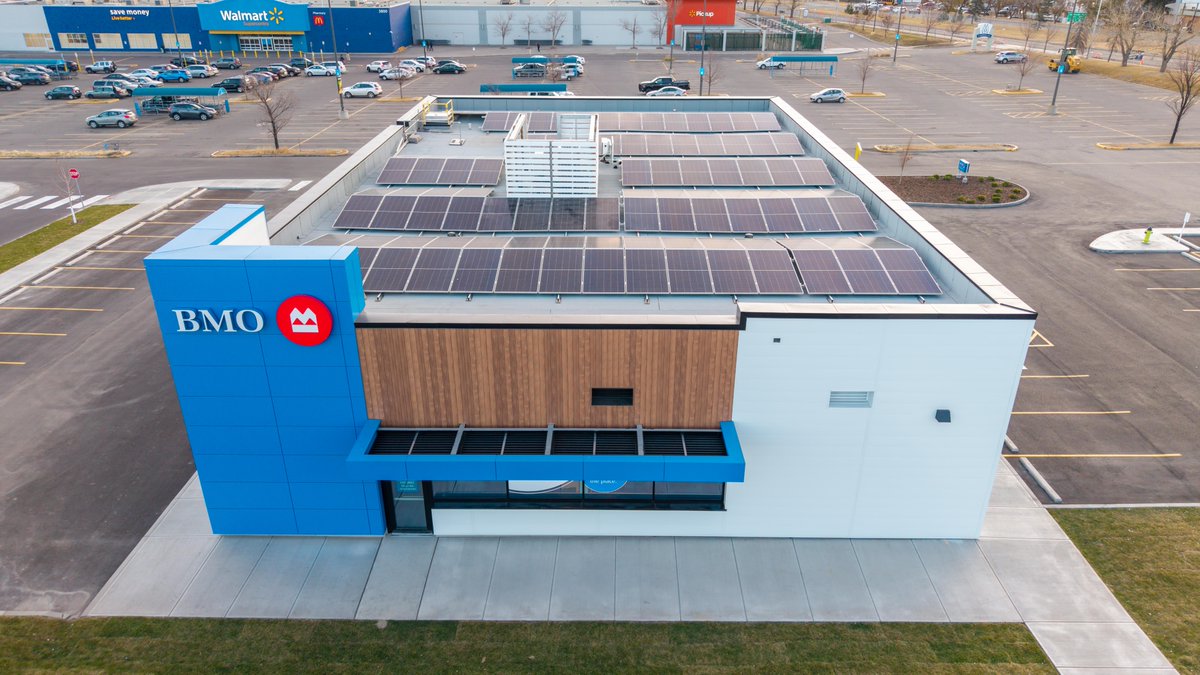 BMO's tweet image. Our first Net Zero Energy branch just earned a CoreNet Canada REmmy Award! Now we’ve opened a second in Calgary, proving sustainability belongs everywhere. Discover how we’re rethinking real estate: spr.ly/6011Cut4V