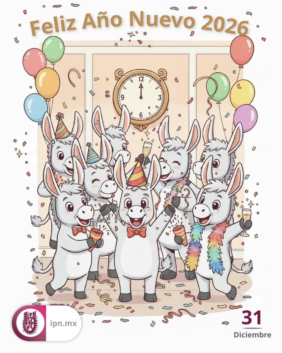 Que este Año Nuevo llegue cargado de esperanza, nuevos comienzos y metas compartidas para toda la #ComunidadPolitécnica. ✨🎆 ¡Feliz Año Nuevo, Politécnicas y Politécnicos! Que el 2026 nos encuentre unidos, fuertes y llenos de sueños por cumplir. 🫰❤️