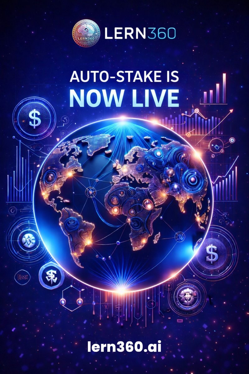 lern360's tweet photo. 🔒 Auto-Stake is now live

Token claiming and vesting are open after KYC verification.

New staking pools available:
• 6 months - 33% APY
• 12 months - 66% APY

Visit https://t.co/vRSaimc5zr to get started.

#LERN360 #Staking #Web3 #DeFi #Crypto #AutoStake https://t.co/7QVP6Byra6