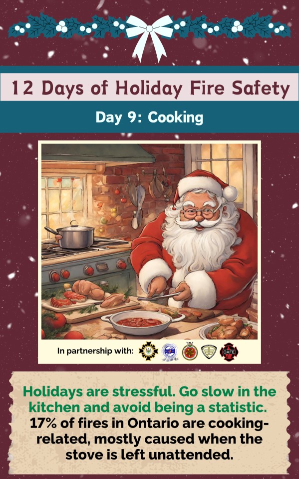HamiltonFireDep's tweet photo. The holiday hustle can spark hazards - never leave cooking unattended, keep stovetop surfaces clear and always have a lid nearby while cooking. If a pan catches fire, turn off the stove, slide the lid onto the pot to put out the fire.
#12DaysOfHolidaySafety #HamOnt #StrongForYou https://t.co/0kOqw7ggow