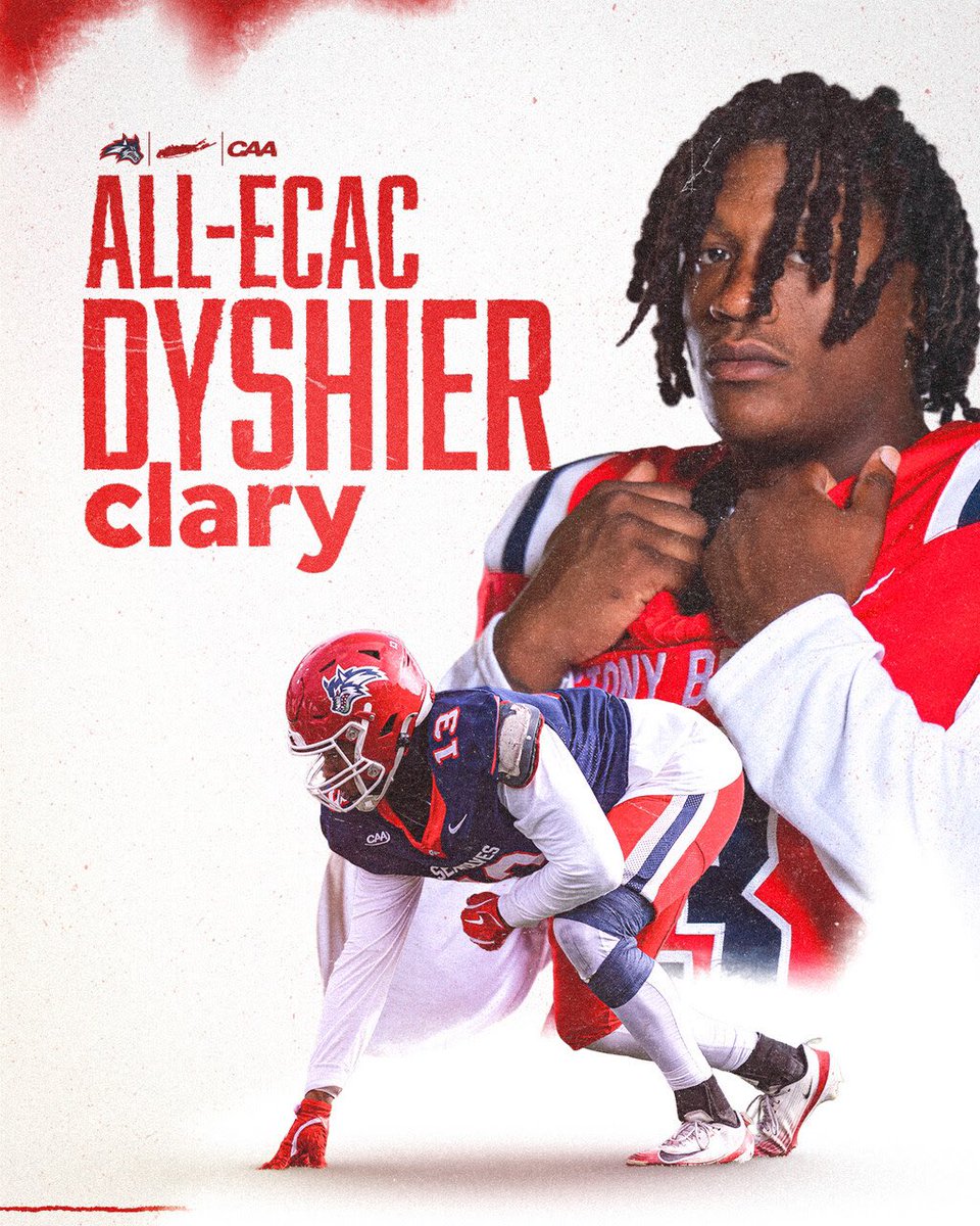 StonyBrookFB's tweet photo. Add it to the resume 📝

Congratulations to our guy @ClaryDyshier on being named to the All-ECAC Defensive Team! 

#As1 | @ClaryDyshier https://t.co/V6ZMFLdH8L