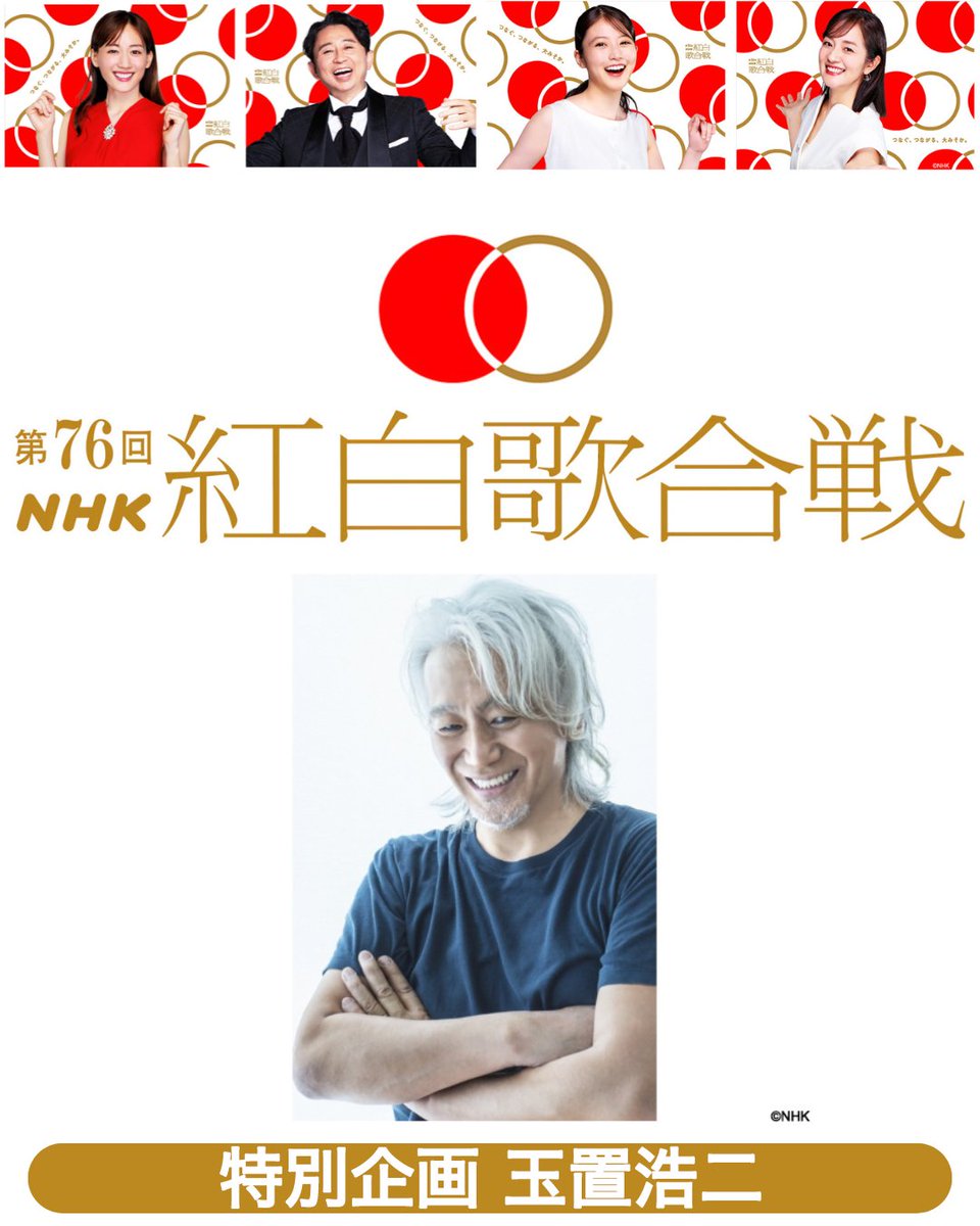 紅白玉　☆☆ 放送100周年を記念する「第76回NHK紅白歌合戦」 玉置浩二さんが特別