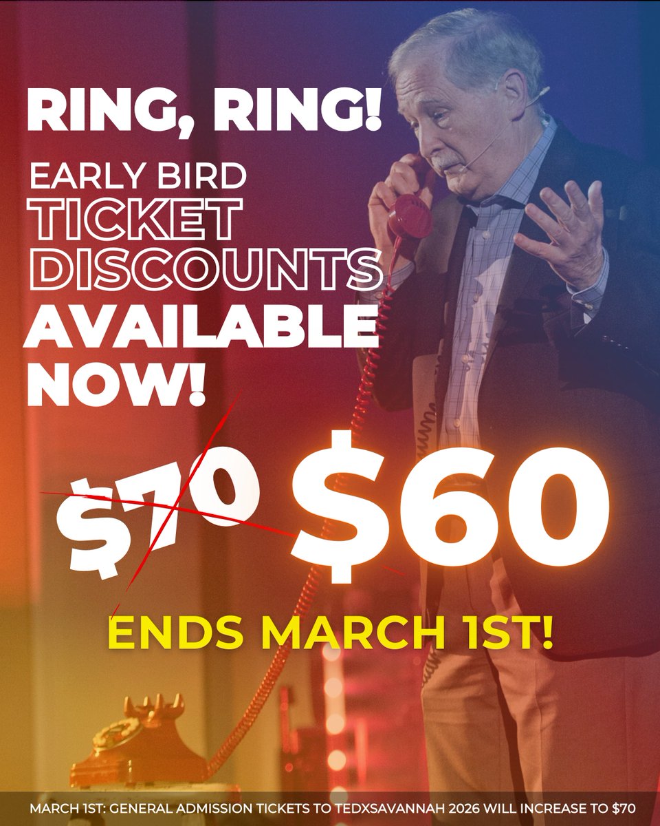 Give an experience, not just a gift.🎁

🎟️Early Bird tickets for TEDxSavannah 2026 are available through February 28 — a thoughtful Christmas present for the curious, creative, and forward-thinking!

GRAB TICKETS HERE >> l.facebook.com/l.php?u=https%…