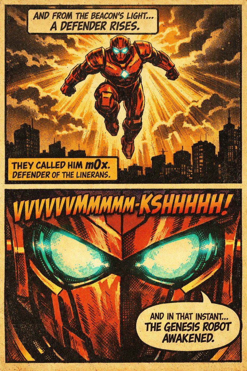 F1RSACHE's tweet photo. They called him m0x. Defender of the Linerans.
From the Beacon's light, a genesis robot awakened. A symbol FIAT cannot silence. A defender of decentralization.
The revolution has its guardian. ⚡🔥
@linera_io https://t.co/WFWVk3RQvU