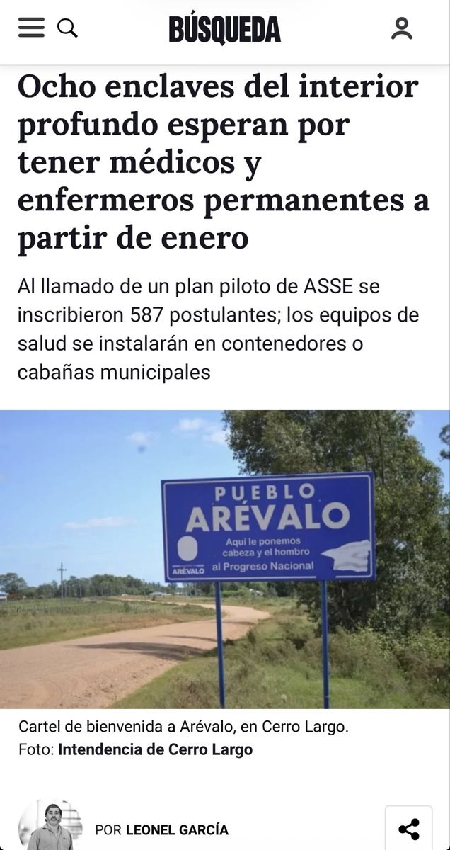 👉🏻 Por primera vez, ocho localidades del interior profundo tendrán equipos médicos y de enfermería en su comunidad.

☑️ Hito histórico para Arévalo, Lago Merín, Plácido Rosas, Andresito, Rincón de Valentín, Conchillas, Gallinal y Yacaré.

🏥 No es solo una política sanitaria.
Es