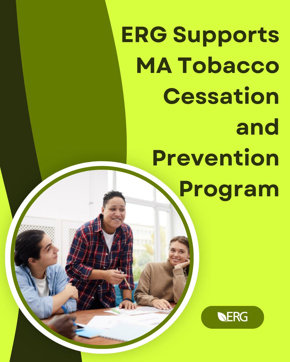 ERG is proud to win new work supporting the <a href="/MassDPH/">Mass. Public Health</a> Tobacco Cessation and Prevention Program! 

We’ll be supporting and managing a community advisory board to advance public health and reduce tobacco use.

Read more here: erg.com/news/erg-wins-…