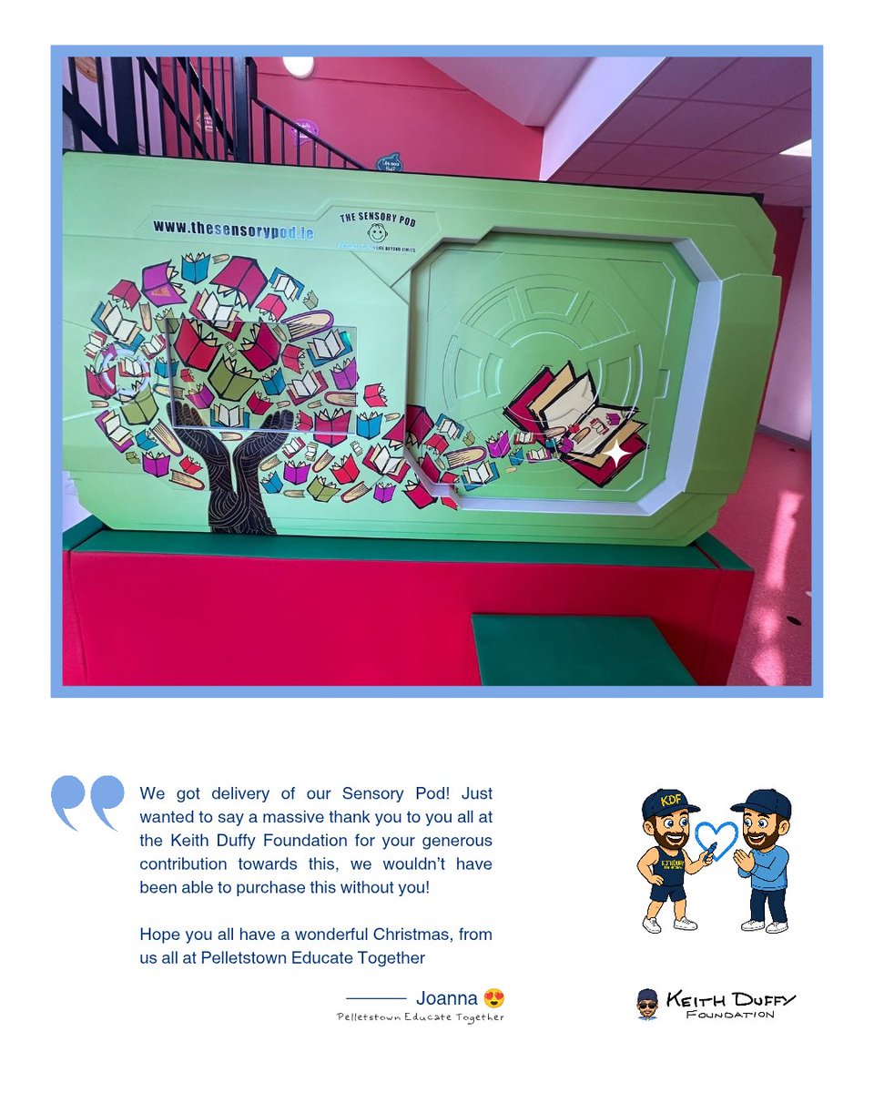 TheKDF's tweet photo. The Keith Duffy Foundation 💙 is proud to announce our recent contribution to Pelletstown Educate Together, assisting in the purchase of a state-of-the-art Sensory Pod.

🙏🏻 A big thank you to Joanna and the school for their kind acknowledgment. https://t.co/LaGvRWfgIu