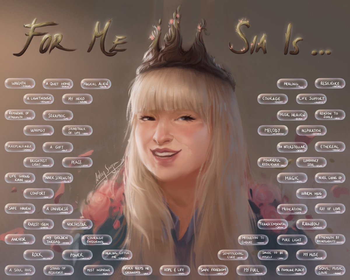 Intofurler's tweet photo. This year the birthday project was very limited, it was originally something else with only 50 people but eventually real life caught up and we changed it up almost last minute, thankfully we had the most talented people working on it, we added 10 more people and created this beautiful drawing and sweet messages from all around the world.
Showing what Sia means to each and every one of us, and to people around the world, on her birthday was all we wanted to!
#HappyBirthdaySia !
We all love you to the moon and back and beyond!