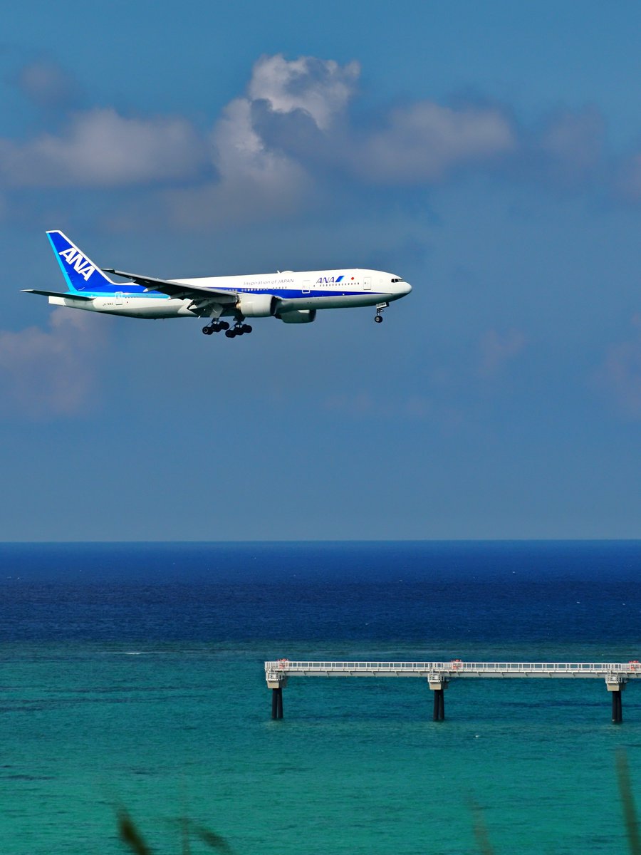 🛬 お気に入りのトリプル✌ JA744A B777-200 #ANA #全日空 #沖縄 #瀬