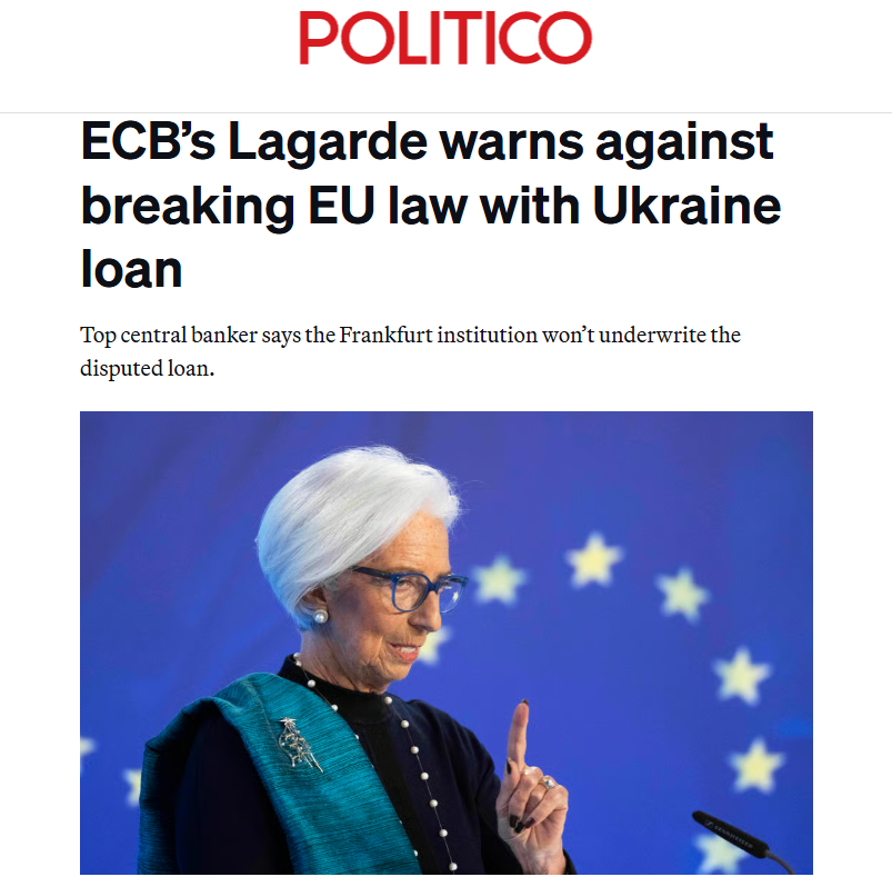 🗞️🇪🇺“Article 123 of the Treaty on the Functioning of the European Union forbids the ECB from printing money explicitly to finance government spending, which is what an EU loan to Ukraine would represent.” - Politico
