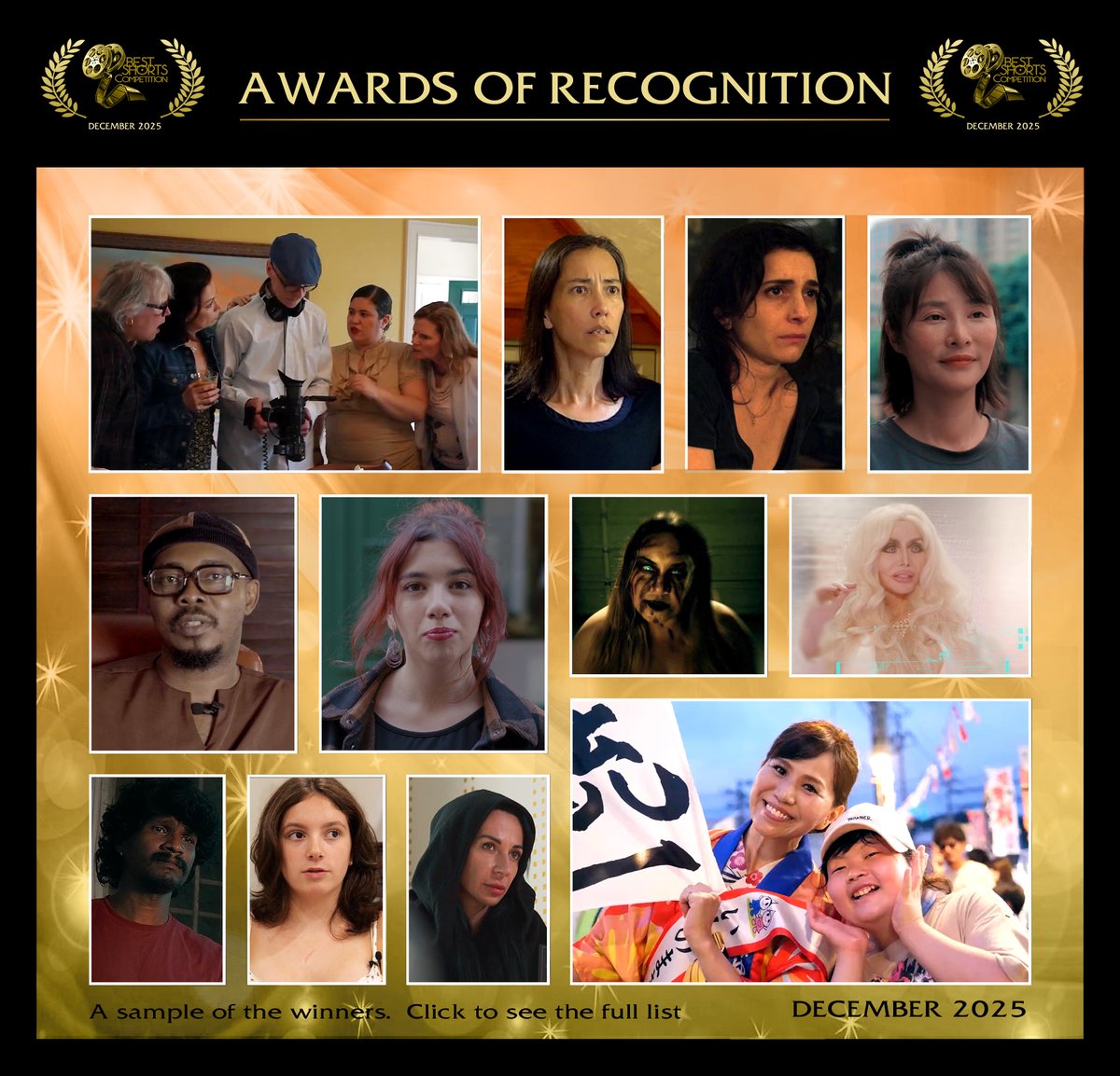 bestshorts's tweet image. Congratulations to this season’s AWARD OF RECOGNITION winners 📷 Filmmakers from around the world delivered an exciting range of projects, from web series to documentaries. We’re proud to celebrate their commitment to storytelling. See them here:
BestShorts.net/award-of-recog…
