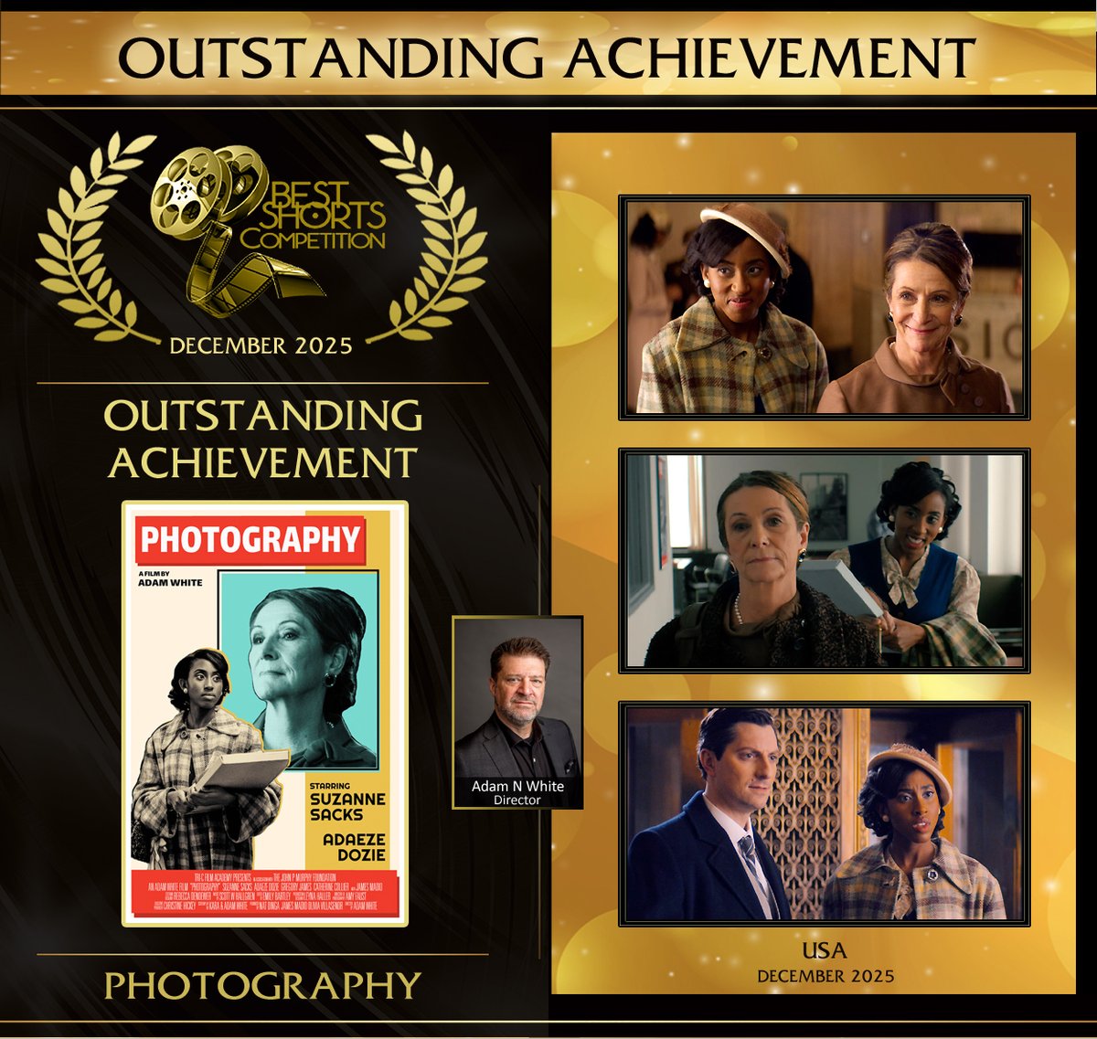 bestshorts's tweet image. Congrats  to OUTSTANDING ACHIEVEMENT winner Adam N White for Photography! Set in  1964 New York, Margaret mentors a young talent while facing career  pressures, an overbearing boss &amp;amp; persistent misogyny. Deft direction shows the weight of these challenges. bestshorts.net