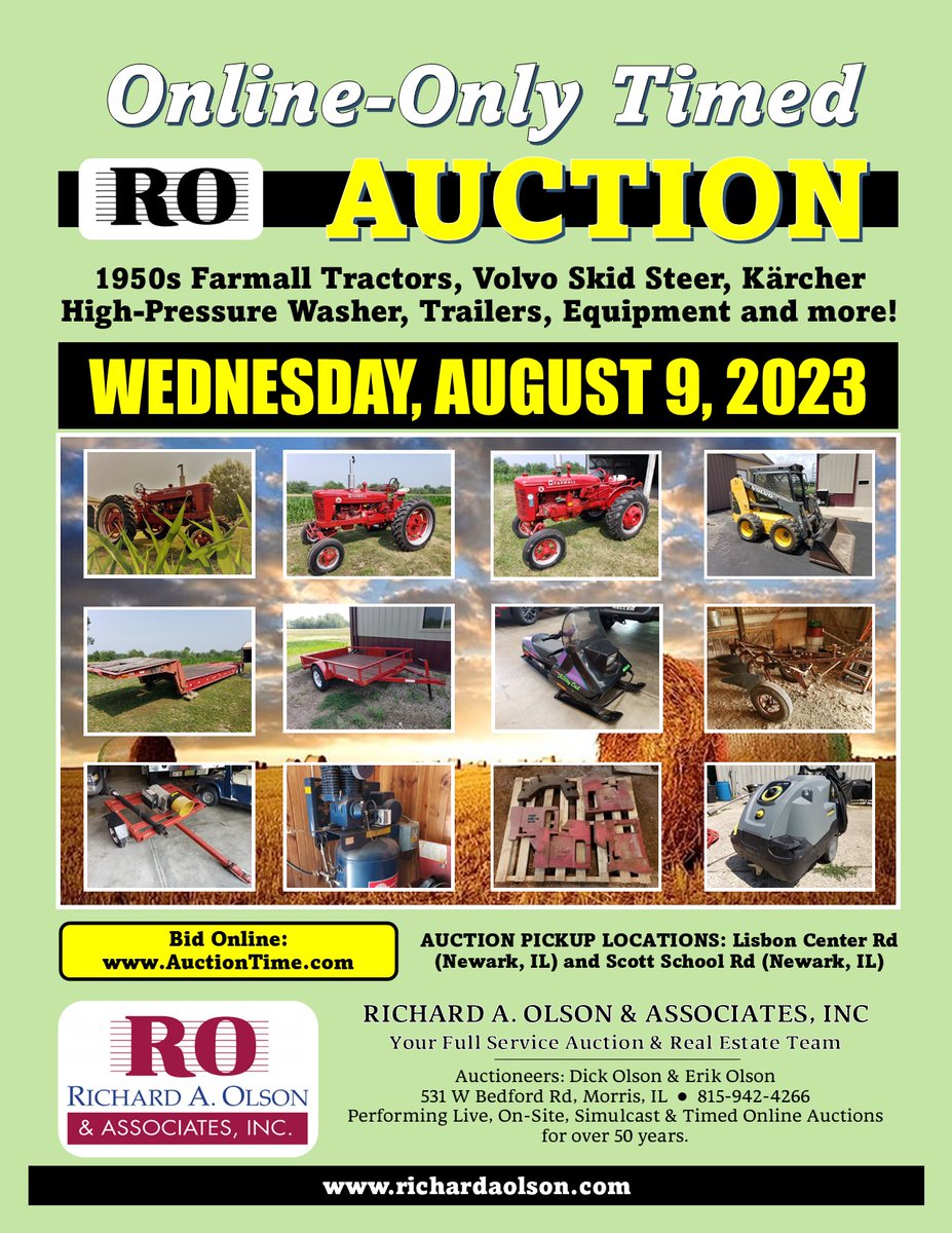 OLSONAUCTION's tweet photo. Upcoming Auctions: Richard Olson &amp; Assoc &amp; Lucky Auctions - https://t.co/ruQi8Rvn7R https://t.co/AJdobsO7Vz