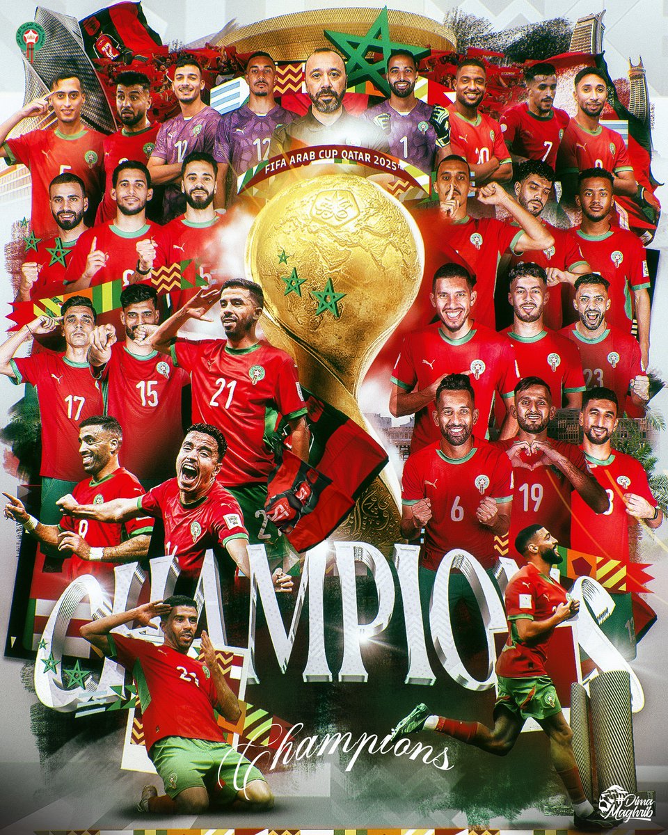 Orgullosos de nuestra selección nacional de fútbol por conquistar, hoy, su histórico segundo título de la Copa Árabe de la FIFA 2025. ¡Enhorabuena a los leones del Atlas por este triunfo!