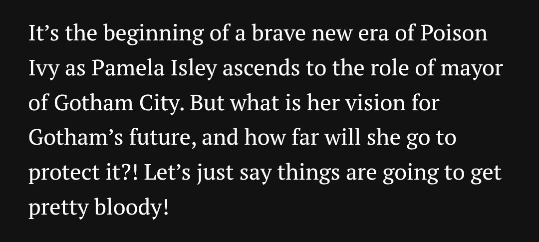 GWW really made poison ivy into an establishment white liberal with faux hipster progressive values. pre-2022 ivy would have lost her damn mind over this