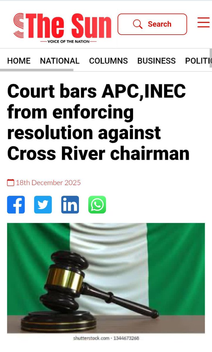 The interim injunction has blocked all efforts to push aside the lawfully recognized Chairman of APC in Cross River State.
#TheAuthenticMandate