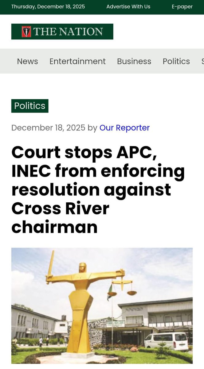 The interim injunction has successfully stopped all attempts to sideline the legitimately recognized Chairman of APC Cross River State.
#TheAuthenticMandate