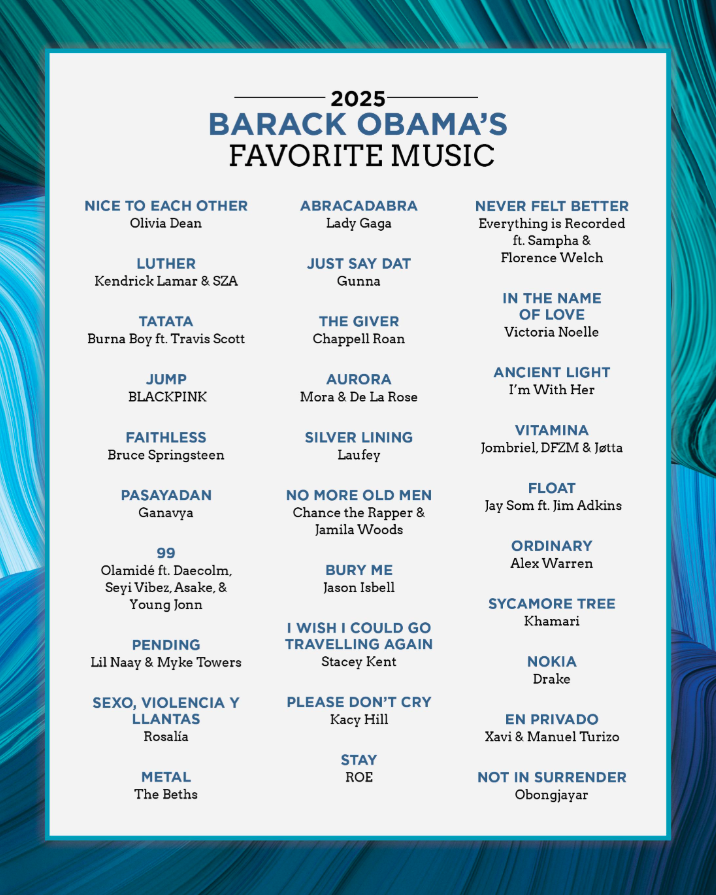 AboutMusicYT's tweet photo. Jump by BLACKPINK was featured in Barack Obama's favorite music of 2025. https://t.co/zr7YiE1P8R
