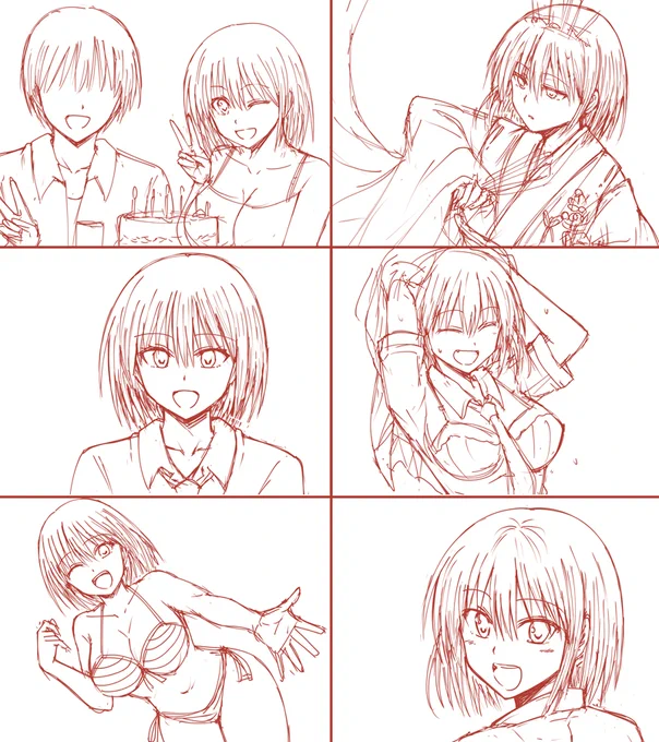 今日の作業これまで。イベントシーンのラフを描いたりしてました。 