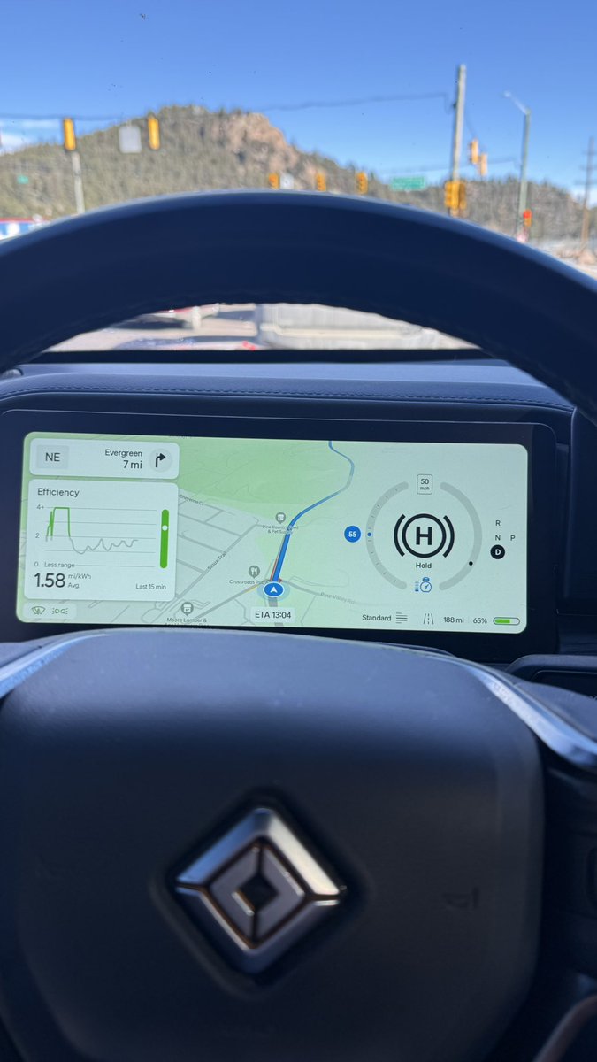 DudeRivian's tweet photo. Ngl this is pretty fresh. Don’t really know why the nav NEEDS to disappear when highway assist is activated but maybe a future update? https://t.co/hEcJ40Ak2U