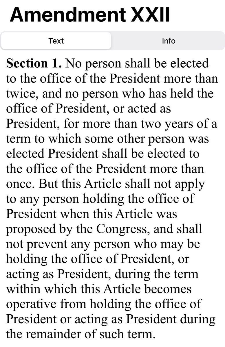 Destry_Edwards's tweet photo. @thehill Idk, the 22nd Amendment seems pretty clear to me https://t.co/6s6In9QVGe