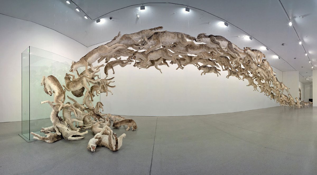 DanMac2014's tweet image. Very #powerful message within #Art! Seen here, #HeadOn shown at @MuseoGuggenheim shows what it means to follow the herd vs separating from the herd.