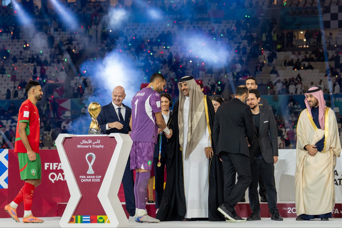 فخورون بما تميزت به بطولة كأس العرب من تنظيم محكم وأداء رياضي متألق، وما جسدته من مشاعر الأخوة والاحترام. مبروك للمنتخب المغربي الفوز باللقب وللمنتخب الأردني الوصافة، آملين أن تظل هذه المناسبة الكروية جامعةً لكل الأشقاء العرب.