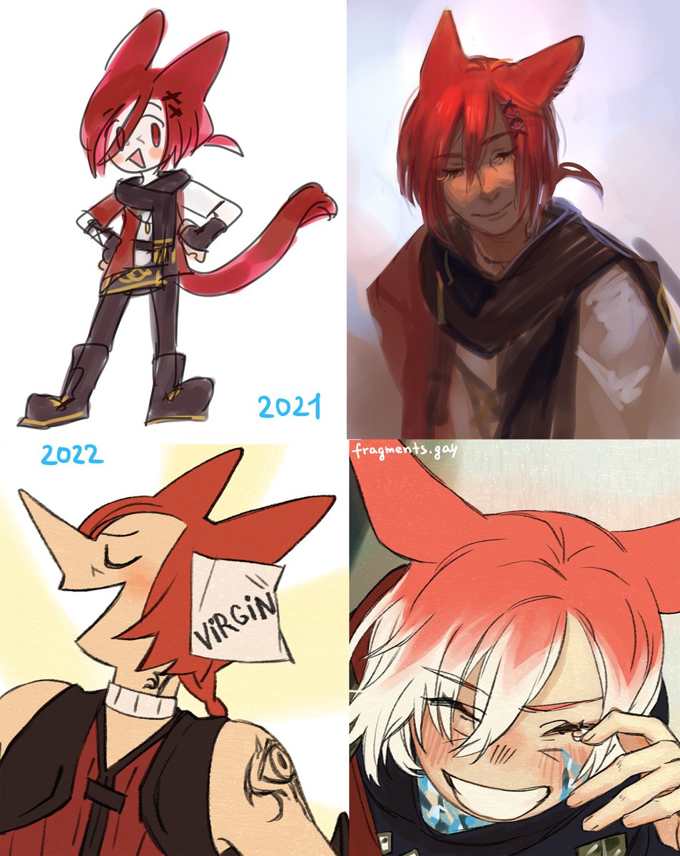 ffxiv_fragments's tweet image. okay i'll make a yearly art summary for Raha too, i also started drawing him in december. right away i drew him in color (and woefully off-model at first) and A LOT, so i'll give him 2 pics per year. the first two are the only non-fragments pics here
(1/3)