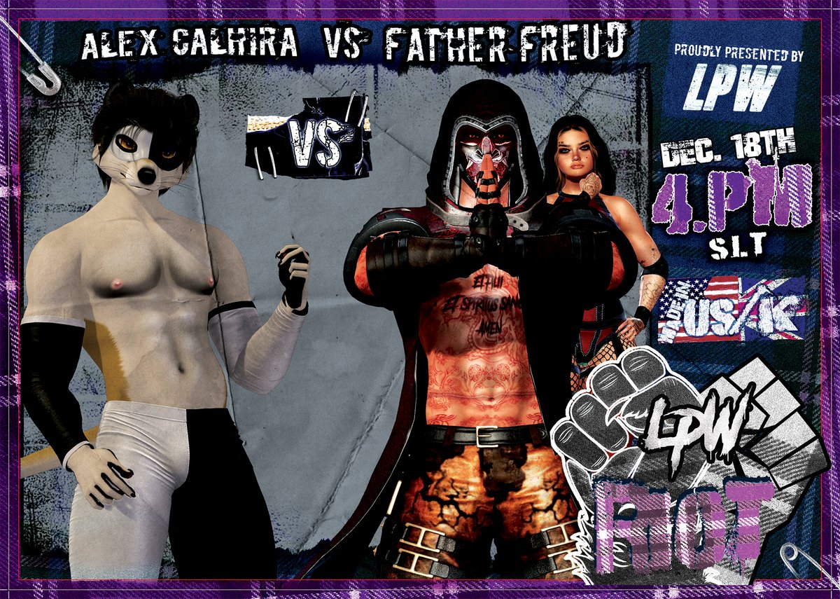 Limitless_SLPW's tweet image. LPW Riot starts at 4pm SLT!
LPW Arena: maps.secondlife.com/secondlife/Pou…

Today on RIOT!
⭐ Alex Calhira vs Father Frued ⭐ 

Follow LPW: linktr.ee/limitlessprowr…