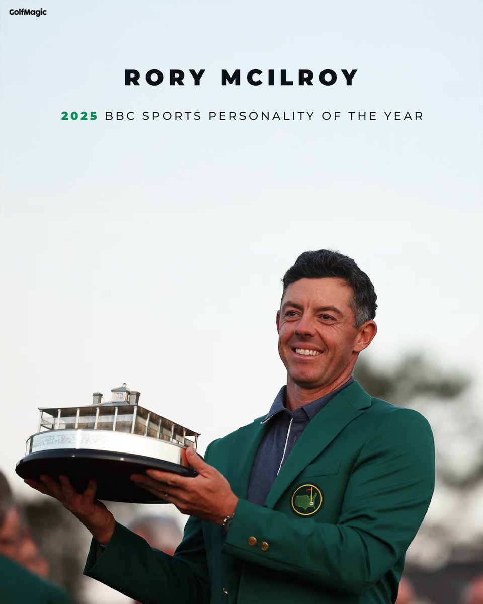 GolfMagic's tweet image. He's done it! Rory McIlroy has won the 2025 BBC Sports Personality of the Year award 👏