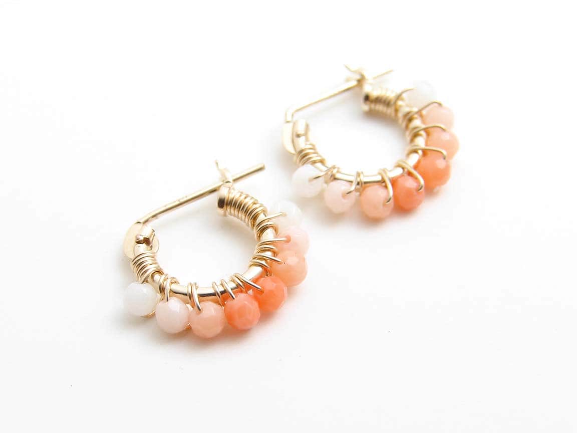 JewelryByMikako's tweet image. Tiny Multi Color Coral Hoop Earrings. 14K GF Hoop Earrings. Wire Wrapped Tiny Coral Earrings. Simple Modern Jewelry by PetitBlue tuppu.net/af4608  #SmallHoop