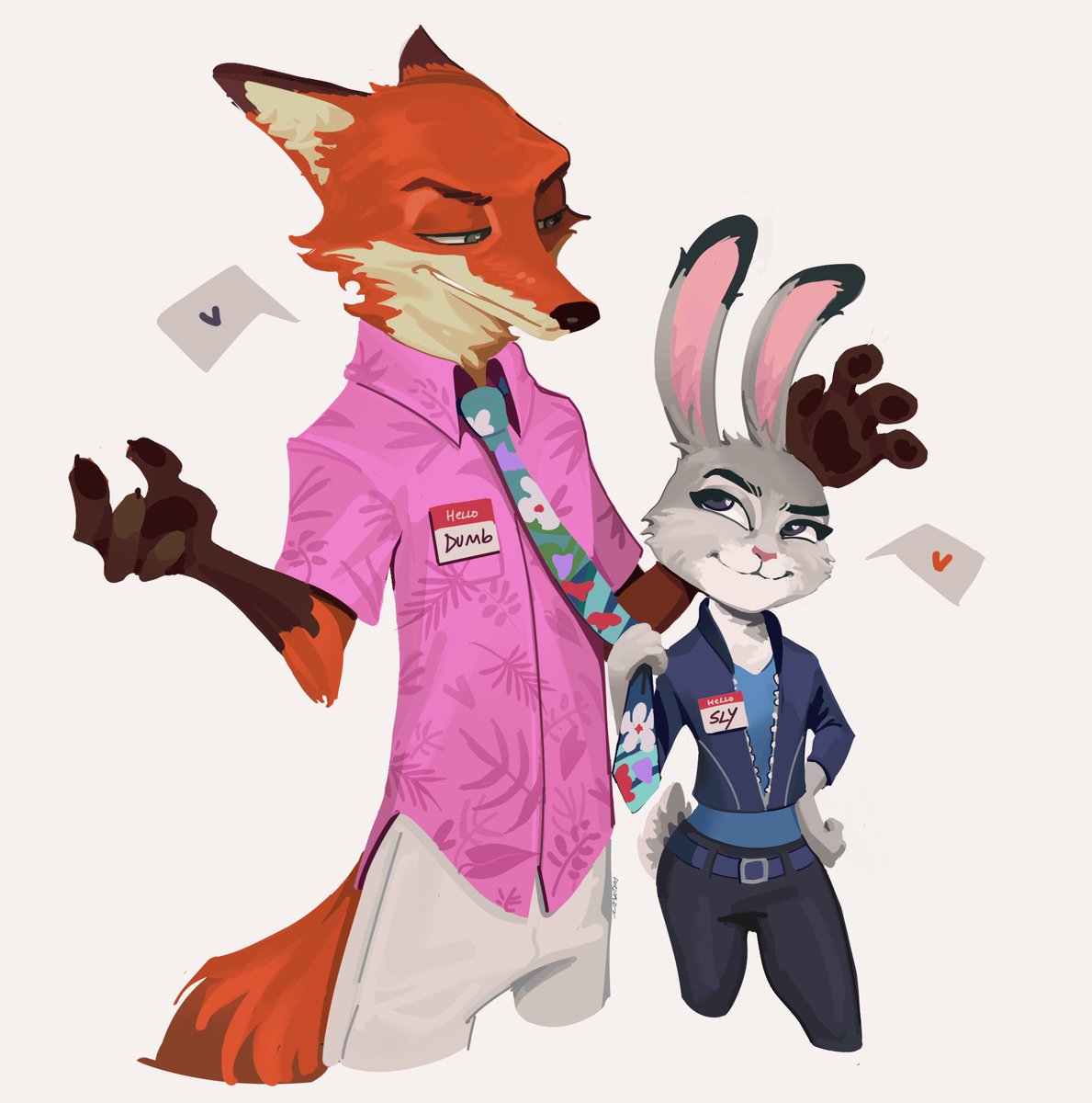 Sly bunny and dumb fox 
#wildehopps