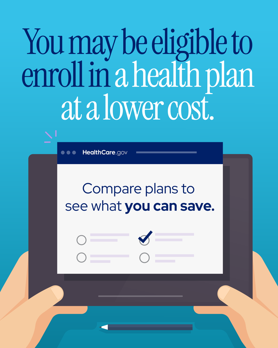 HealthCareGov's tweet image. This #MarketplaceOE, it’s important to shop &amp;amp; compare health plans. You may be eligible to enroll in a health plan at a lower cost. Visit HealthCare.gov to find a plan that works for you. Most customers qualify for financial help. #GetCovered at: healthcare.gov/get-coverage