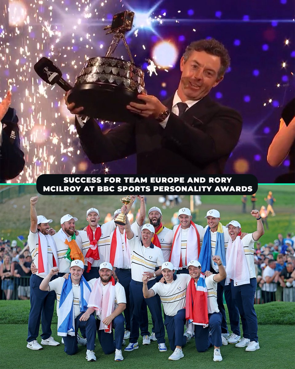 GolfMagic's tweet image. A great night for golf 👏 Team of the year for the European Ryder Cup team and the main award for Rory McIlroy at BBC Sports Personality of the year 🏆