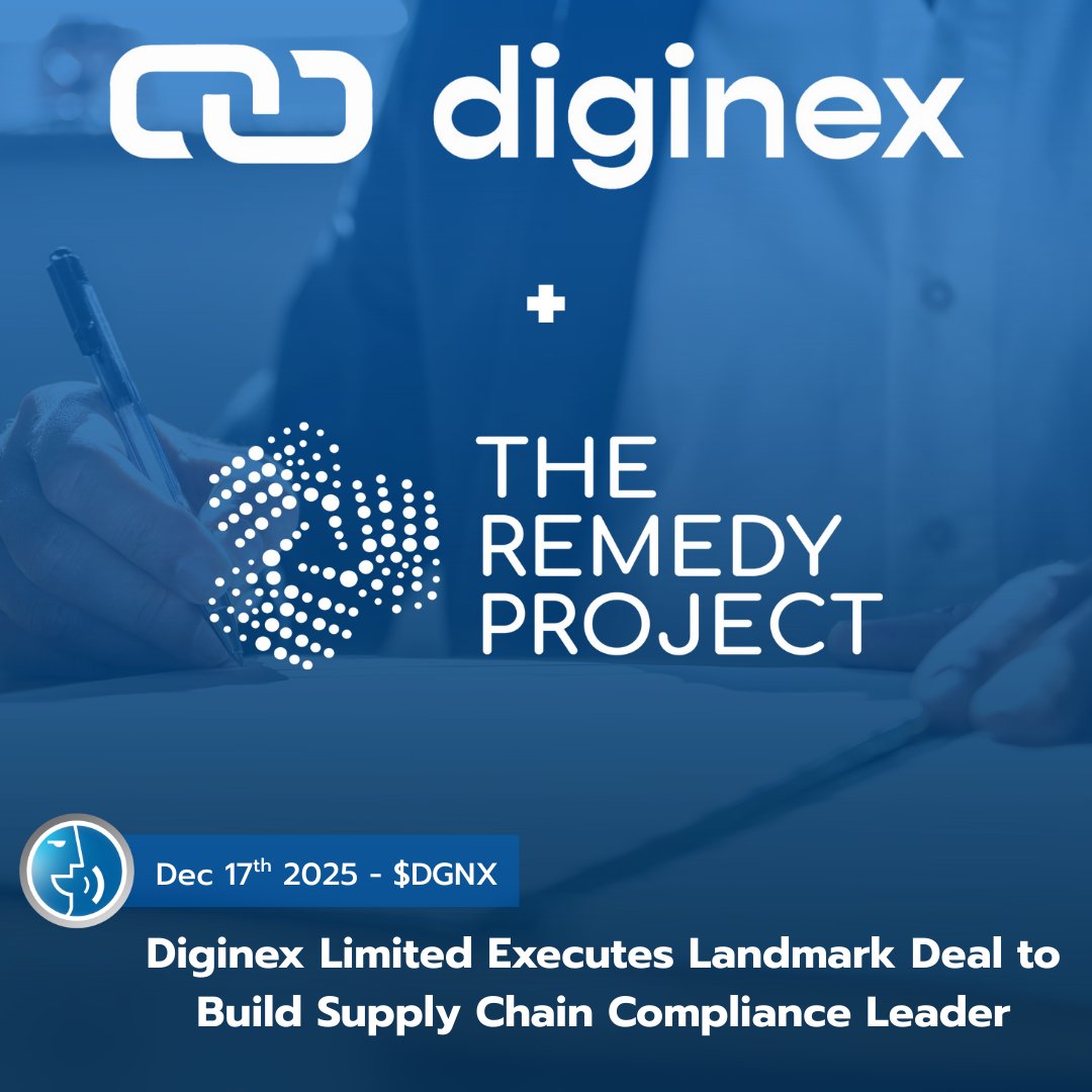 $DGNX signs a definitive deal to acquire The Remedy Project, expanding beyond ESG risk detection into verified supply chain remediation. Positions the company to meet rising global compliance demands with an end to end RegTech solution. Read the release: globenewswire.com/news-release/2…