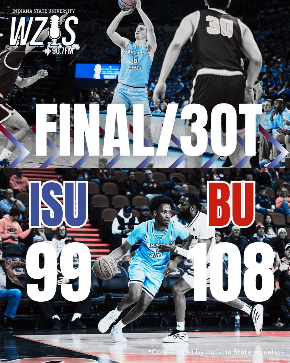 FINAL
A triple-overtime thriller goes to the Braves. Indiana State is back in action on Sunday when they travel to Normal, IL to take on the Illinois State Redbirds.