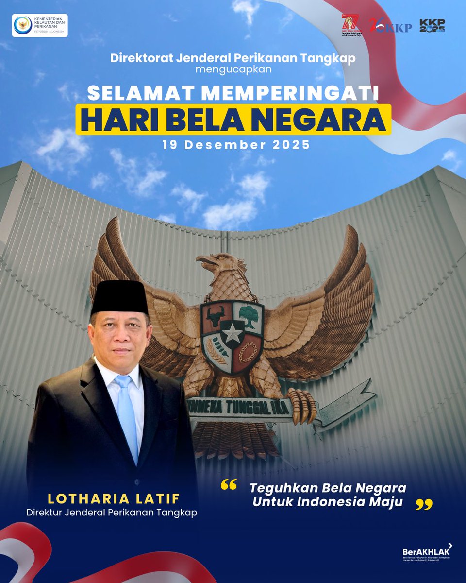 djpt_kkp's tweet image. #SahabatBahari, Selamat Hari Bela Negara 🇮🇩

Bela negara adalah tanggung jawab bersama.
Melalui pengelolaan perikanan tangkap yang berdaulat, berkelanjutan, dan berkeadilan, Ditjen Perikanan Tangkap terus berkomitmen menjaga laut Indonesia sebagai kekuatan bangsa.

#PanganBiru