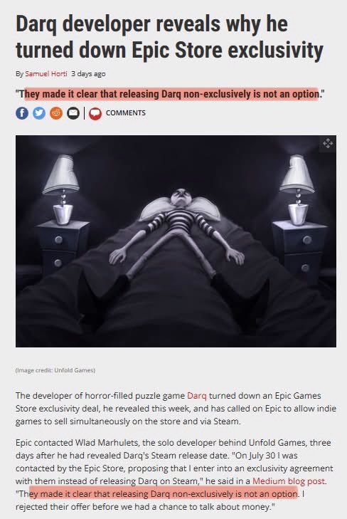 Valve isn’t paying 3rd Party Game devs for exclusivity rights. 3rd party game devs naturally gravitated to Steam because as it stands right now, its where most PC Gamers lurk.

Tim Sweeney by contrast explicitly told us that Epic Games Store poaches 3rd party devs, giving them