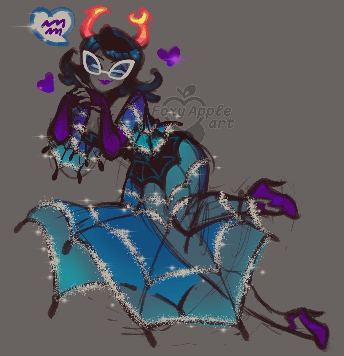 foxyappleart's tweet photo. ah! forgor to post my half of the trade!!!  🥰💙💜 #Homestuck https://t.co/uBzur3wJxf