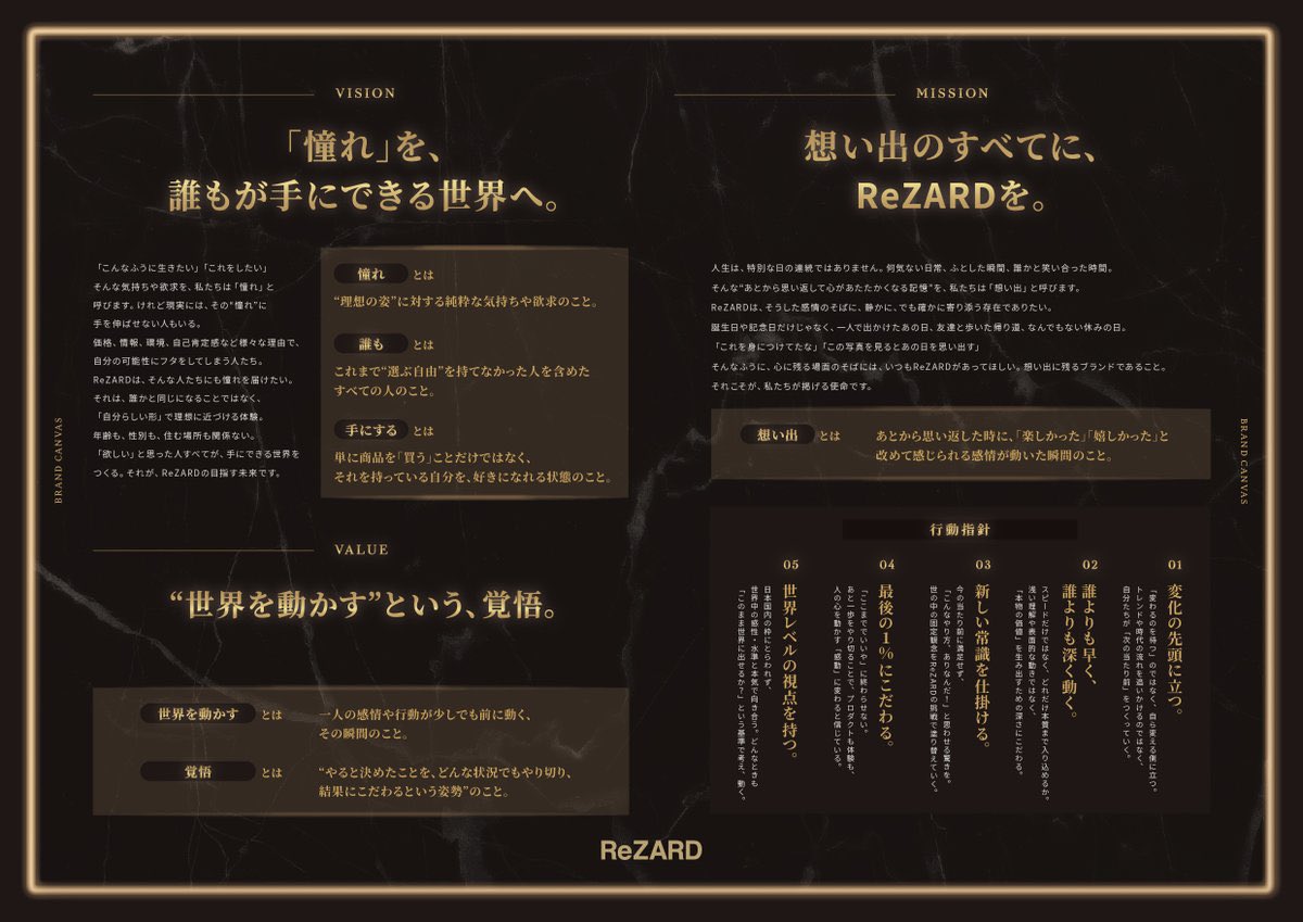 【ご報告】正式にプレスリリースにてReZARDさまの経営理念策定を発表させていただきました。入江さんには本当に貴重なご機会をいただき、感謝しかありません。また、理念策定にあたりご協力いただきましたヒカルさんや、取締役の方も本当にありがとうございました。リンクはリプ欄に貼っております。