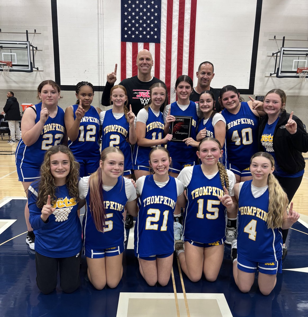 EVSC_Athletics's tweet photo. Back to Back Varsity Girls Basketball City Champions! 

Congratulations to Coach Mosbey and the Thompkins Jets defeating the North JH Huskies 40-32. The Jets finished the season 10-2! https://t.co/NHQevmOVFw