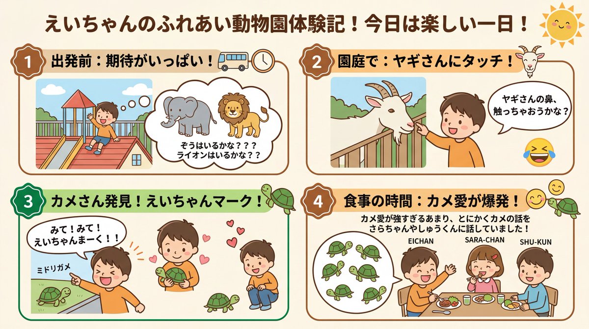 保育園の日誌を生成AIでイラスト化してみた。図になるとより分かりやすいな〜