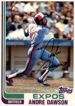 1975Topps's tweet image. Only 11 cards left to post for the #Topps 1976 set! A preview of what is next: Topps 1982.

Card #540 - Hall of Famer Andre Dawson #Expos.

1982: Dawson hit 23 HRs, stole 23 bases and had 83 RBIs.

On 8/18/82 Dawson slugged a pair of home runs and drove in 5: Expos 12, Braves 2.